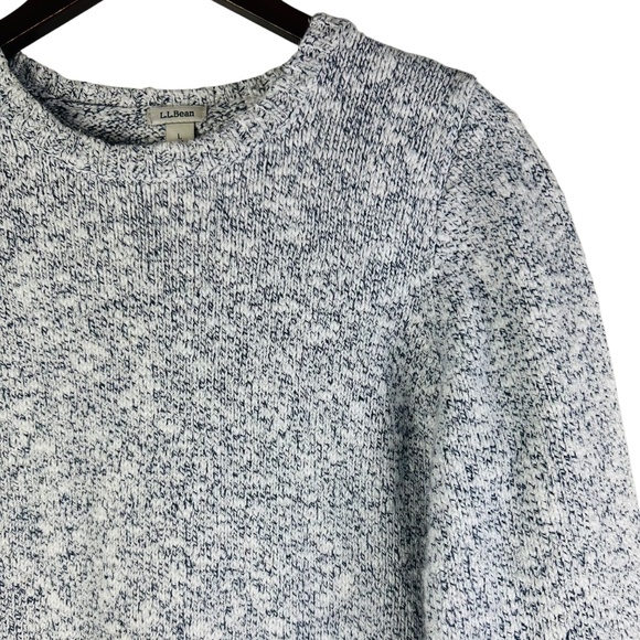 LL Bean Cotton Ragg Crew Neck Sweater Pullover Sz Large Petite LP Blue Classic - Picture 3 of 6